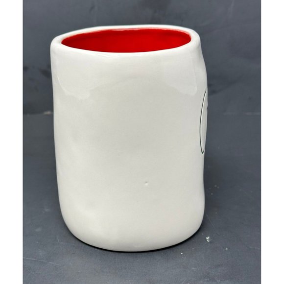 RAE DUNN CHEER White Coffee Mug Green LL Long Letter Red Interior Christmas - Picture 4 of 8
